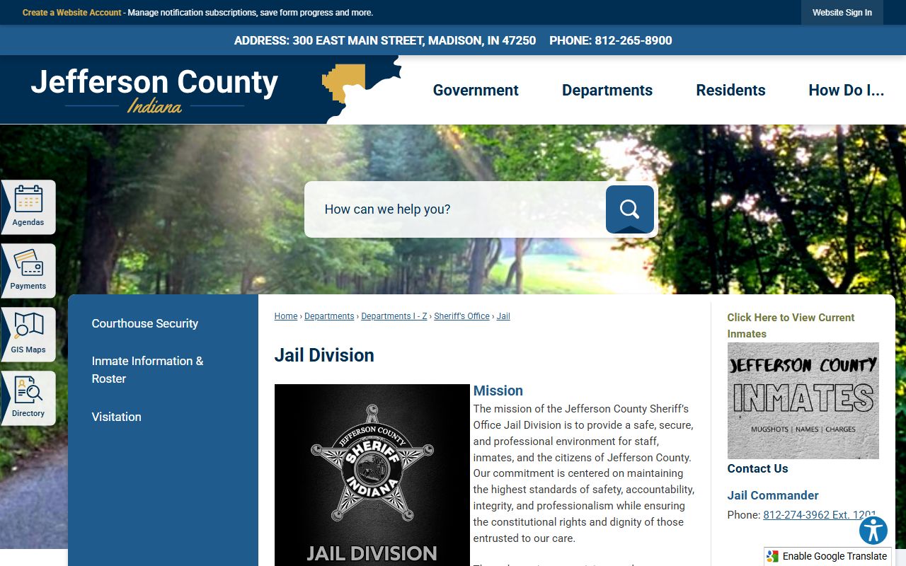 Jefferson County Jail Division facility information